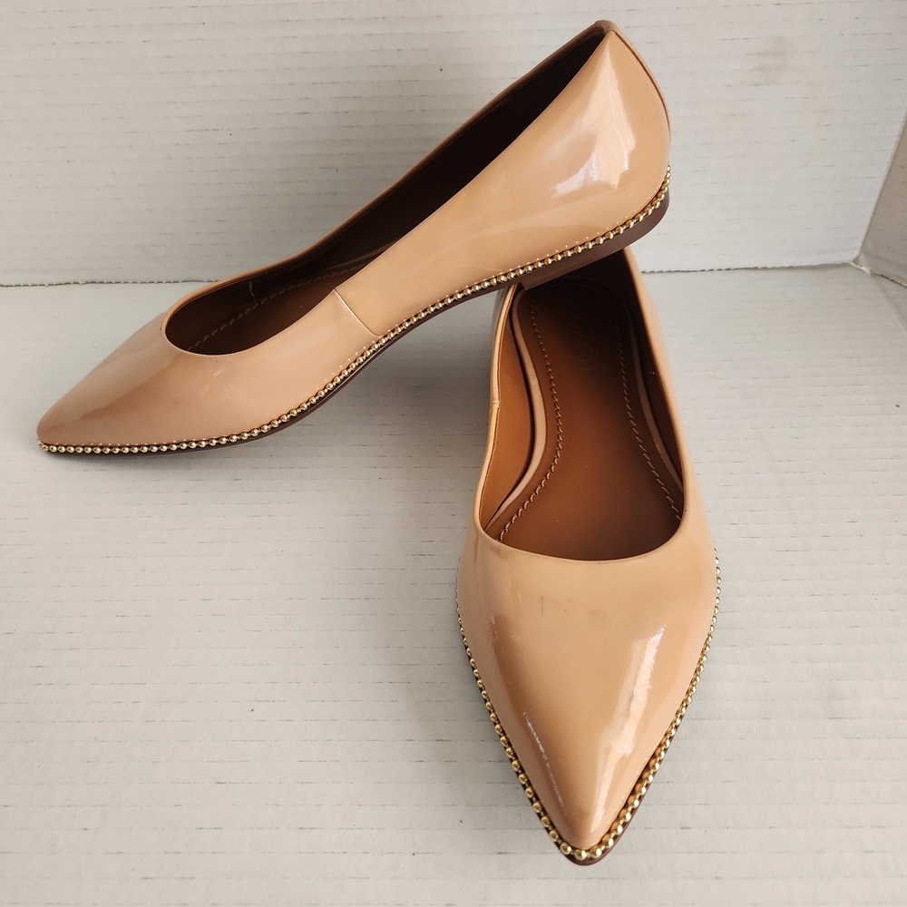 COACH: Patent Leather Nude Pointed Flats